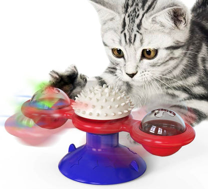 Windmill Cat Toy Set with Rotating Disk, Feather Teasers and Tumbler for Indoor Cats – view 10