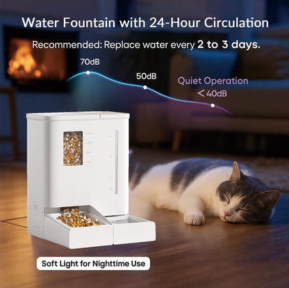 Wi-Fi Automatic Pet Feeder and Water Dispenser 2-in-1 Set – App Controlled, White – view 4