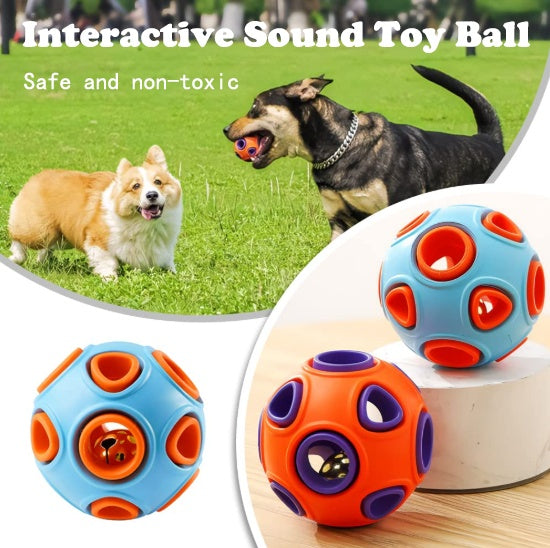 Rubber Bell Ball Dog Toys 2-Pack, Bouncy Fetch and Chew Balls for Puppies and Small Dogs – view 2