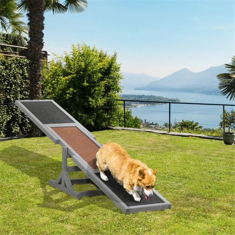 Wooden Dog Agility Seesaw – Anti-Slip Surface, Fir Wood, Up to 110 lbs, Gray/Brown/Black – view 7