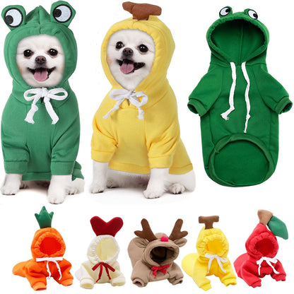 Cute Fruit Fleece Dog Hoodie – Warm Winter Outfit for Small Dogs
