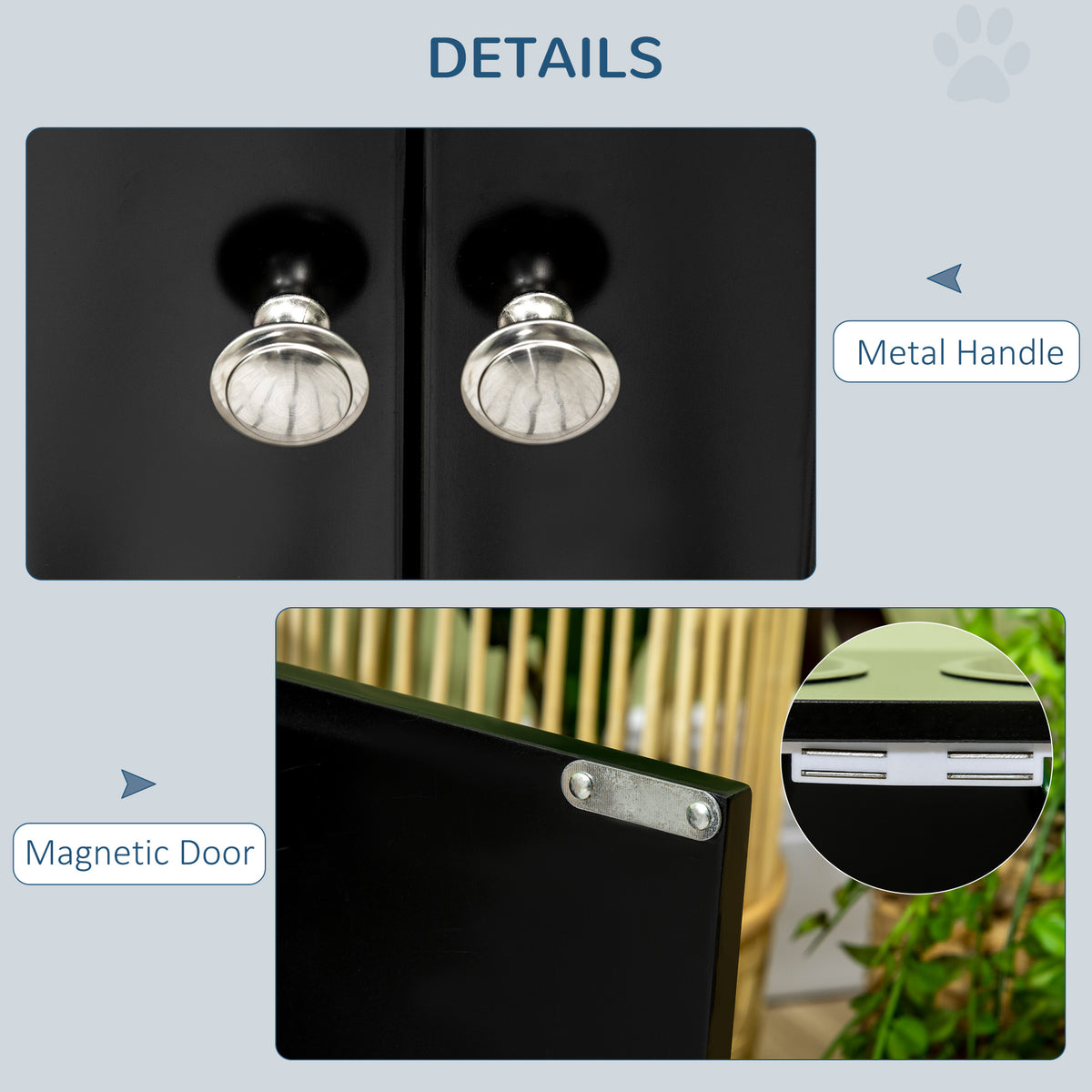 Elevated Dog Bowls with 44L Storage Cabinet &amp; Magnetic Doors for Large Dogs, Black – view 6