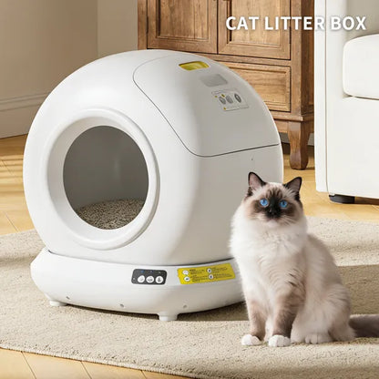 Automatic Self-Cleaning Cat Litter Box – 78L Fully Enclosed, App Control, Multi-Cat Homes, White