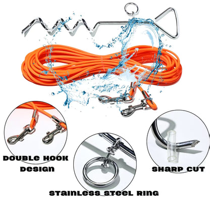 30 ft Dog Tie-Out Leash with Ground Stake – Waterproof PVC Lead for Yard, Camping &amp; Park, 5 Colors – view 5