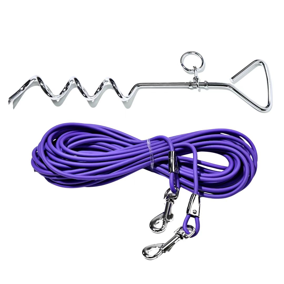 30 ft Dog Tie-Out Leash with Ground Stake – Waterproof PVC Lead for Yard, Camping &amp; Park, 5 Colors – view 10
