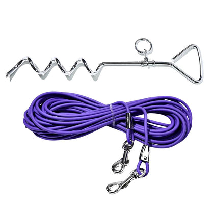 30 ft Dog Tie-Out Leash with Ground Stake – Waterproof PVC Lead for Yard, Camping &amp; Park, 5 Colors – view 10