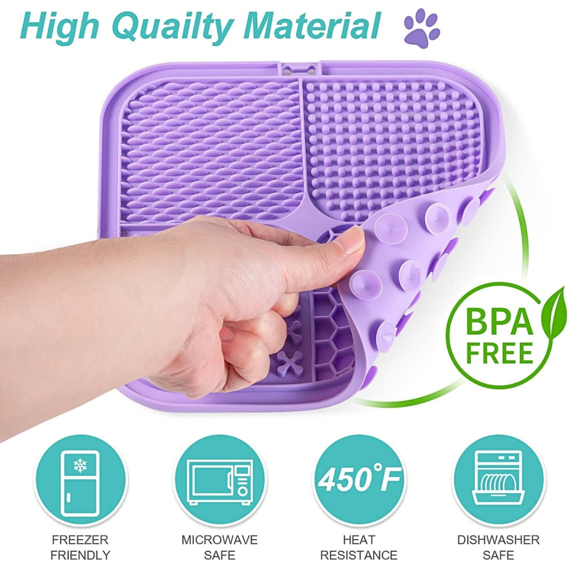 Silicone Lick Mats for Dogs and Cats 2-Pack with Suction Cups and Textured Surfaces – view 4