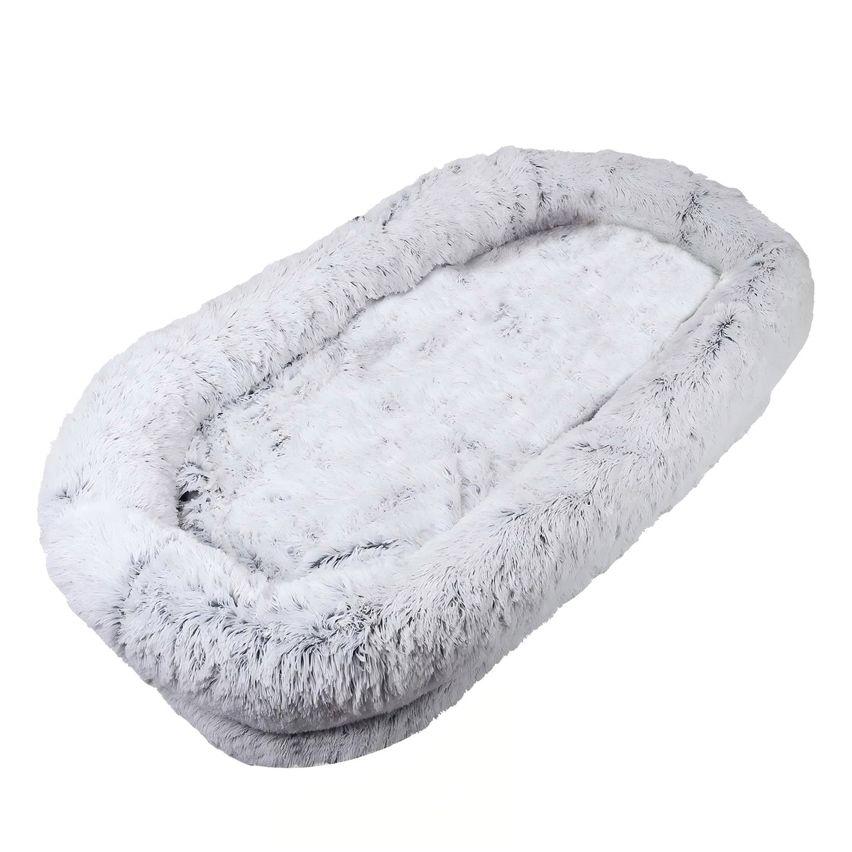 Human Dog Bed for People and Pets – Washable Faux Fur Nap Bed, 71 x 45 x 14 in, Gray – view 9