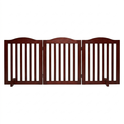 Freestanding Wooden Dog Gate – 3-Panel Foldable Step-Over Pet Fence, No Assembly, 24 in, Brown – view 8