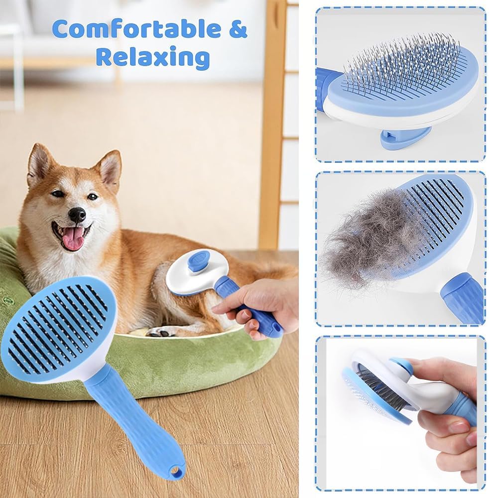 7-Piece Pet Grooming Kit – Self-Cleaning Slicker Brush, Flea Comb, Nail Clipper and Bath Brush – view 6
