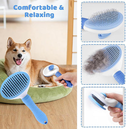 7-Piece Pet Grooming Kit – Self-Cleaning Slicker Brush, Flea Comb, Nail Clipper and Bath Brush – view 6