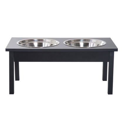 23 in Wooden Elevated Dog Feeding Station with 2 Stainless Steel Bowls, 2 L Each, Black – view 8