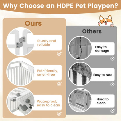 8-Panel Plastic Dog Playpen – White, 50 x 50 x 32 in, Lockable Door, Multiple Shapes – view 5