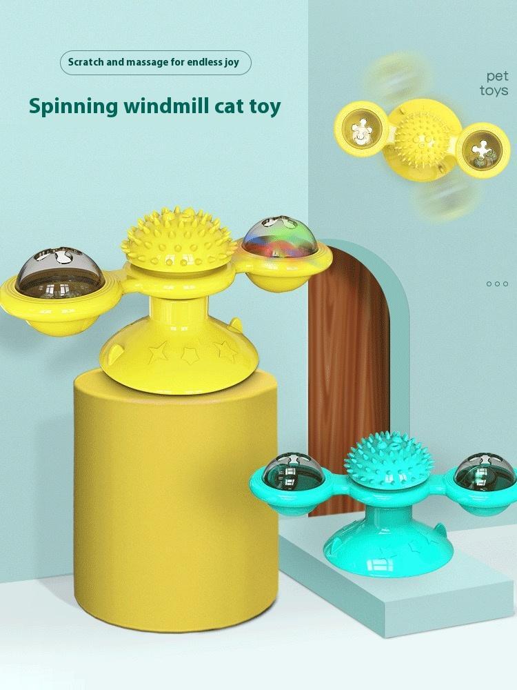 Windmill Cat Toy Set with Rotating Disk, Feather Teasers and Tumbler for Indoor Cats – view 3