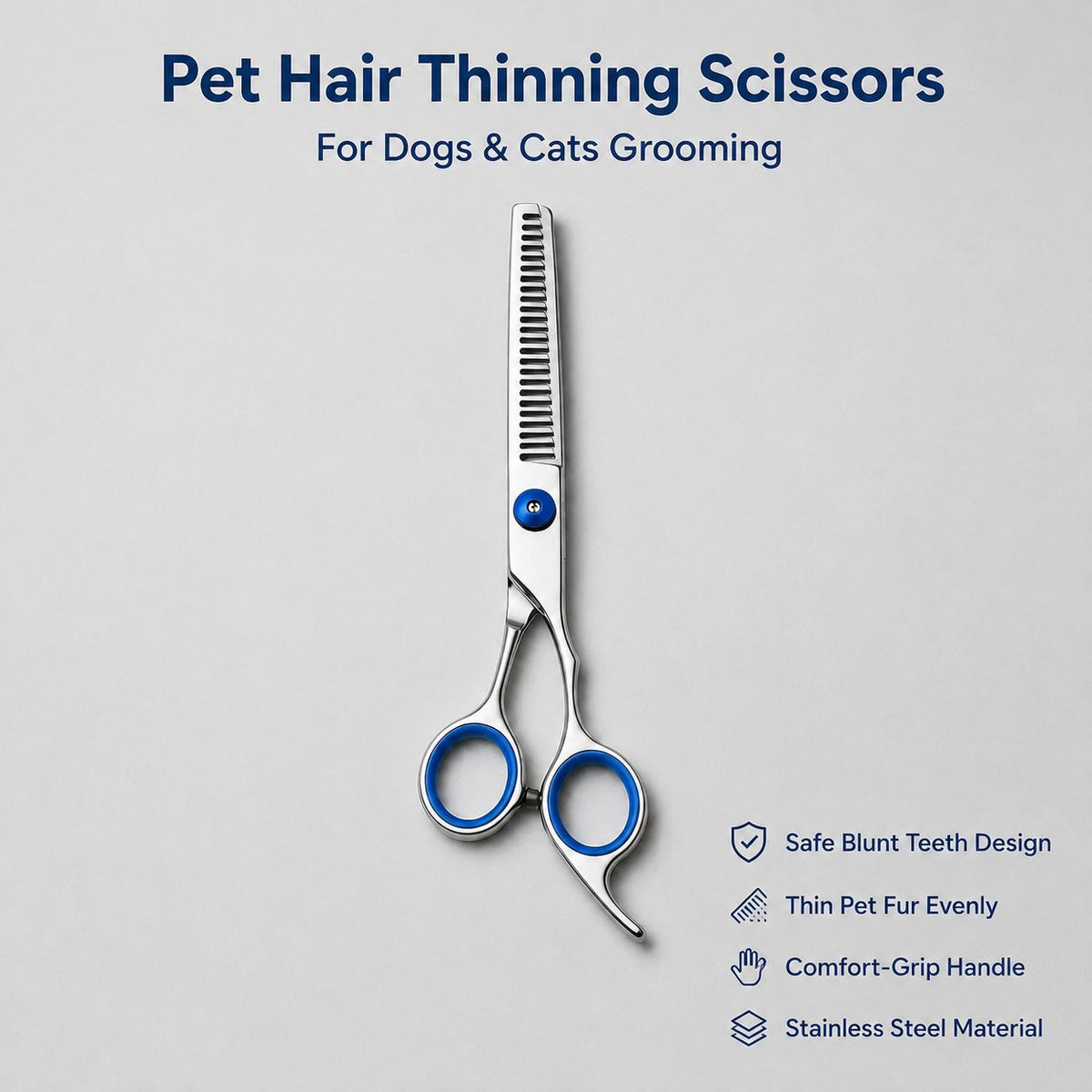 4-Piece Stainless Steel Pet Grooming Scissors Set – Straight, Curved and Thinning Shears with Comb – view 4