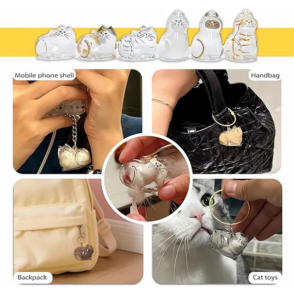 6-Piece Cat Hair Memorial Pendant Set – Pet Fur Keepsake Capsules, Wear as Necklace or Keychain – view 5