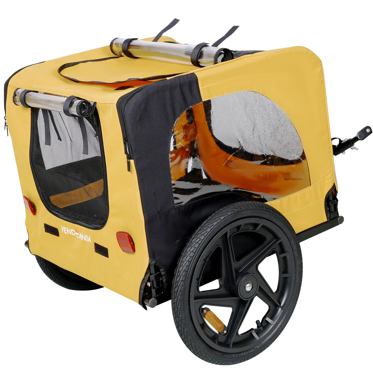 2-in-1 Dog Bike Trailer &amp; Stroller – Heavy-Duty Foldable Pet Carrier with 16" Wheels, Yellow – view 4