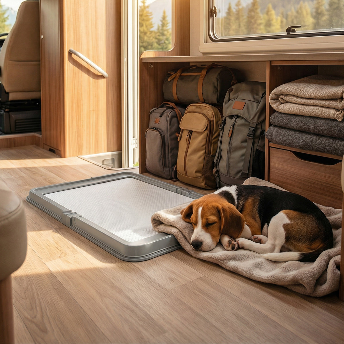 Foldable Dog Pee Pad Holder – 33.9 x 24.4 in Tray with Splash Wall &amp; 3 Pads, Gray – view 8