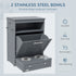 Pet Feeding Station Cabinet with Pull-Out Raised Bowl Drawer, Hooks and Storage, Grey – view 2