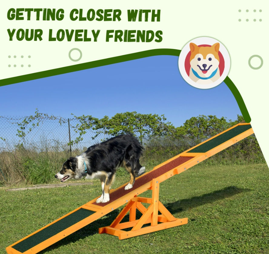Wooden Dog Agility Seesaw for Training and Exercise, 71 in Long, Natural Wood Finish – view 6