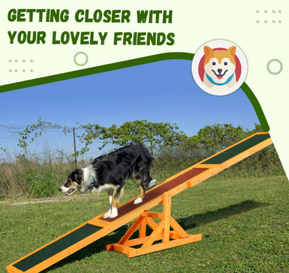 Wooden Dog Agility Seesaw for Training and Exercise, 71 in Long, Natural Wood Finish – view 6
