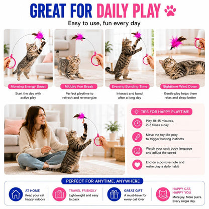 Wearable Cat Feather Collar Toy, Clip-On Feather Teaser for Hands-Free Indoor Play – view 6
