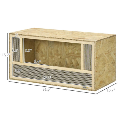 Wooden Reptile Terrarium with Glass Sliding Doors &amp; Mesh Vents, 31.5 in Natural Wood – view 4