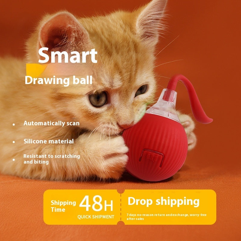 Self-Driving Rolling Ball Cat Toy – 3 Modes, Bird Chirp Sound, Tail &amp; Rope Attachments – view 4