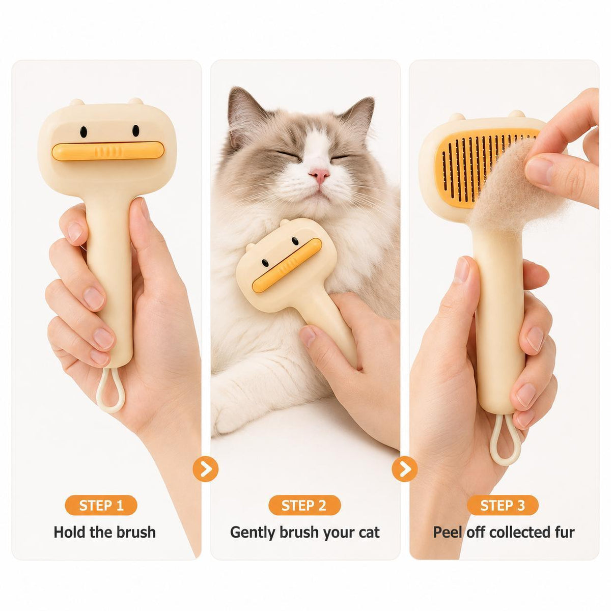 Self-Cleaning Bear Slicker Brush for Cats &amp; Dogs – Deshedding Comb with Non-Slip Handle – view 3