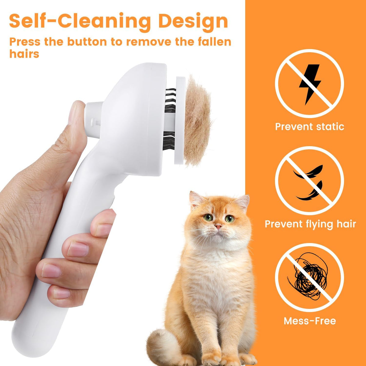 3-in-1 Pet Steam Brush – Water Mist Spray Grooming Brush with Self-Cleaning Release Button – view 5