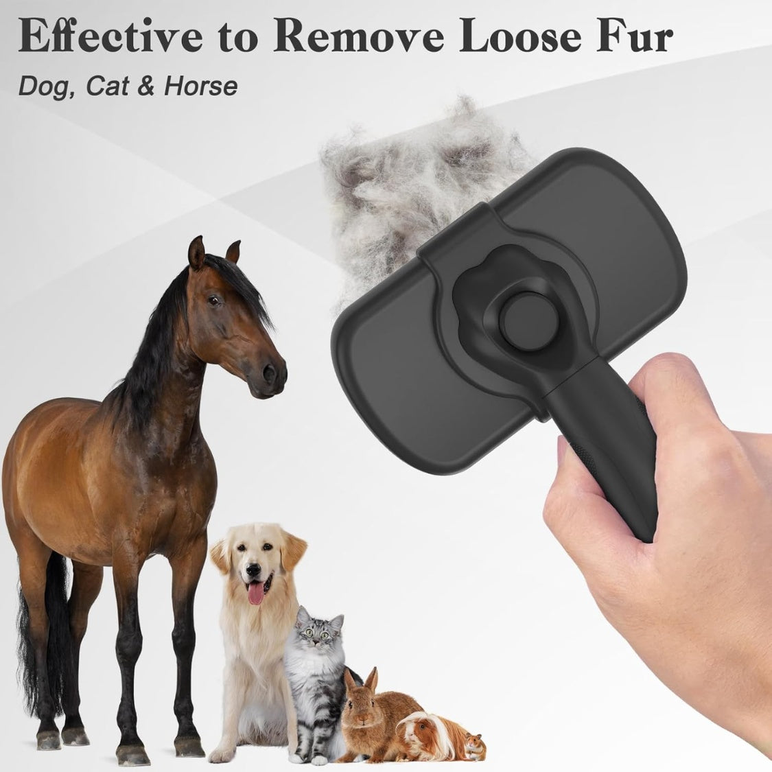 Self-Cleaning Deshedding Brush for Dogs and Cats – Skin-Friendly Shedding Tool, Black – view 4