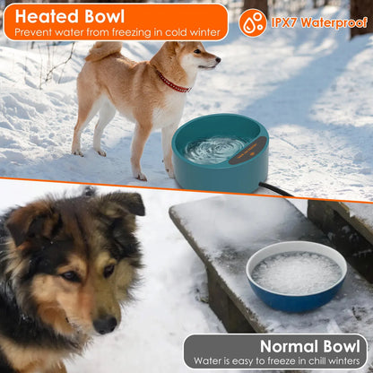 Heated Pet Water Bowl 74 oz – Thermostatic, IP67 Waterproof, Chew-Resistant Cord, Army Green – view 6