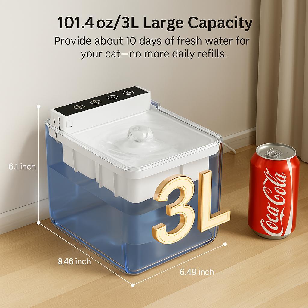 Automatic Sensor Pet Water Fountain 3 L – Radar Motion Sensing, USB-C Powered – view 2
