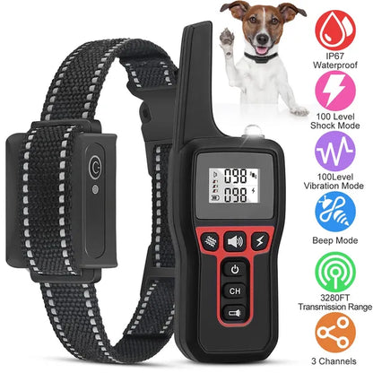 3280 ft Remote Dog Training Collar – Beep, Vibration &amp; Static, IP67 Waterproof, Rechargeable
