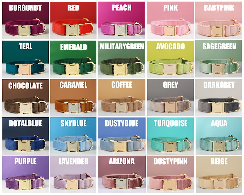Velvet Dog Collar and Leash Set with Bow – Soft Cotton-Lined Collar, 8 Colors, XS–L – view 5