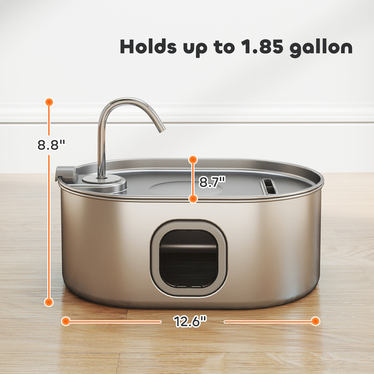 1.8 Gallon Stainless Steel Pet Water Fountain with Filter &amp; Quiet Pump for Cats and Dogs – view 3
