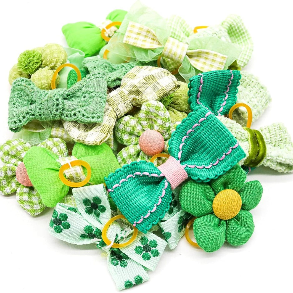 Dog Hair Bows with Rubber Bands 20-Pack – Handmade Rhinestone &amp; Pearl Puppy Bows for Small &amp; Medium Dogs – view 7