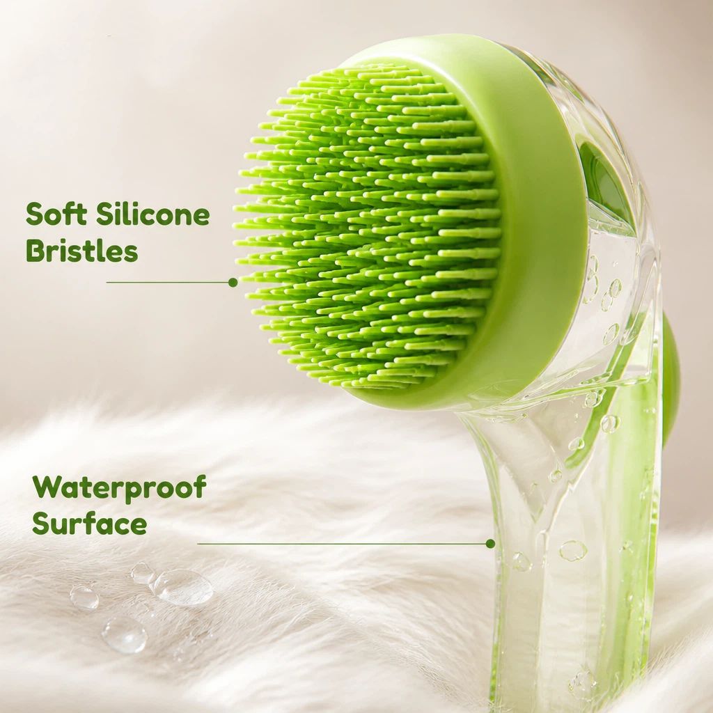 Dog &amp; Cat Shower Brush 2-Pack – Long &amp; Short Handle Silicone Brushes with Shampoo Dispenser – view 3