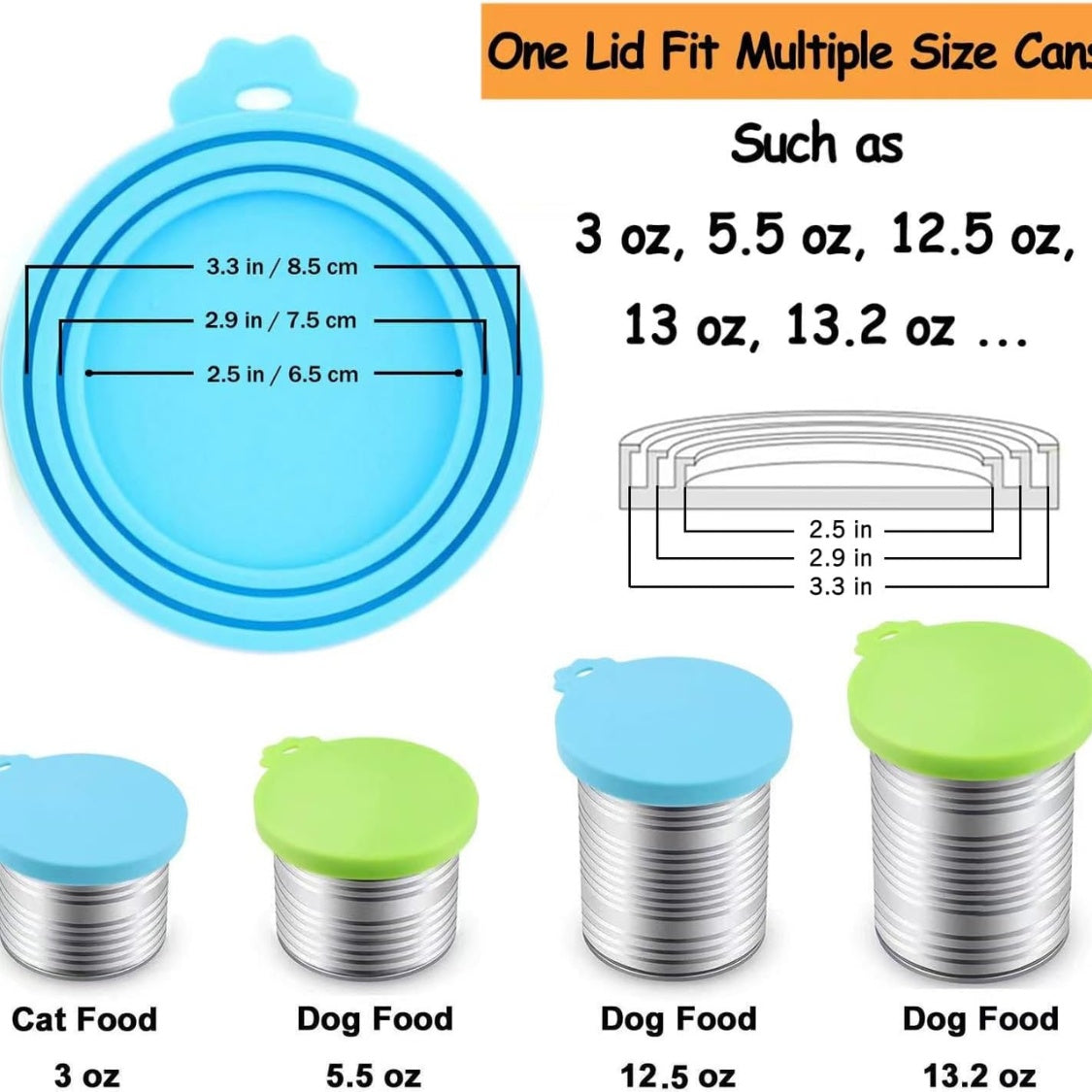 Silicone Pet Food Can Lid – Universal 3-Ring Fit for 3 oz, 5.5 oz &amp; 12 oz Cans – view 5