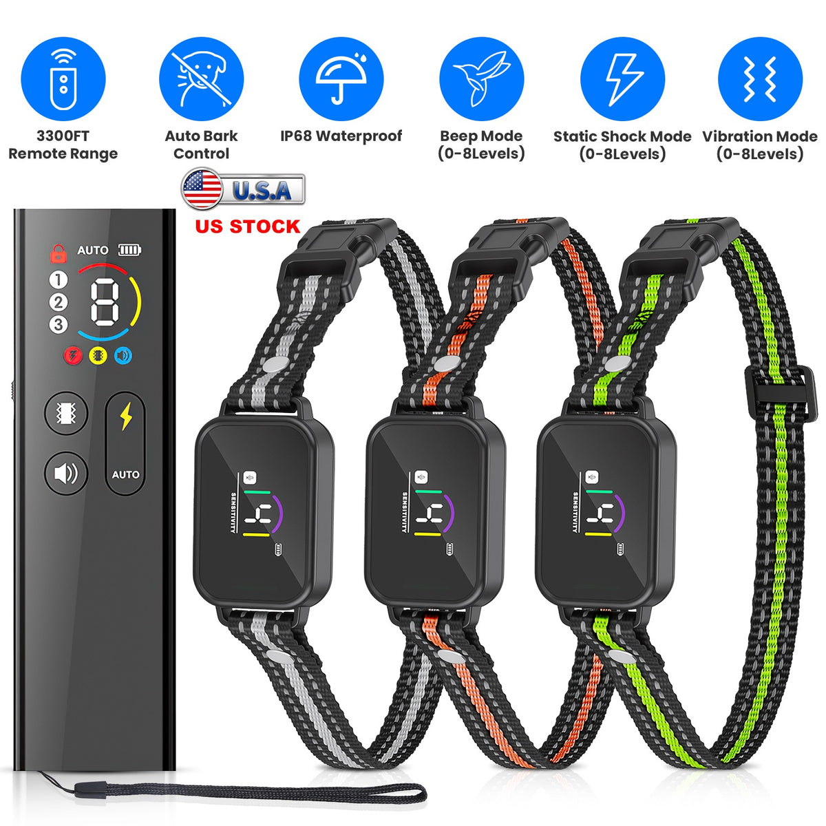 2-in-1 Dog Training &amp; Bark Collar with Remote – 3300 ft, Auto Bark Mode, IP68, 1–3 Collars – view 12
