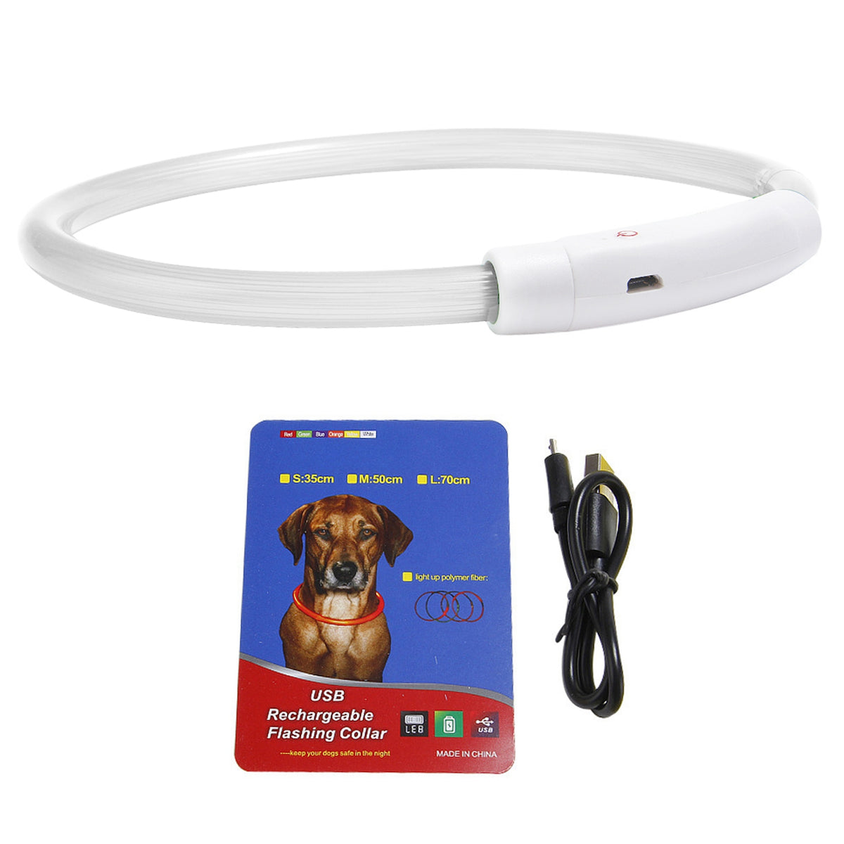 USB Rechargeable LED Dog Collar – Cuttable Glow Collar, 3 Light Modes, Multi-Color – view 7