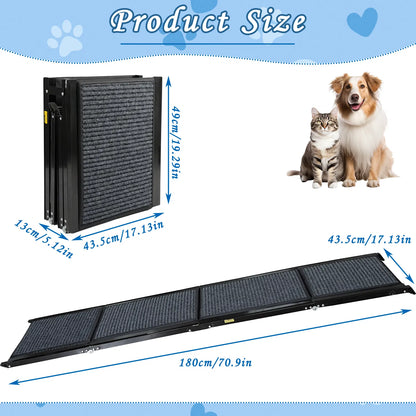 Folding Dog Ramp for Car, SUV &amp; Truck – 71 in Long, 19 in Wide, Non-Slip Surface – view 7