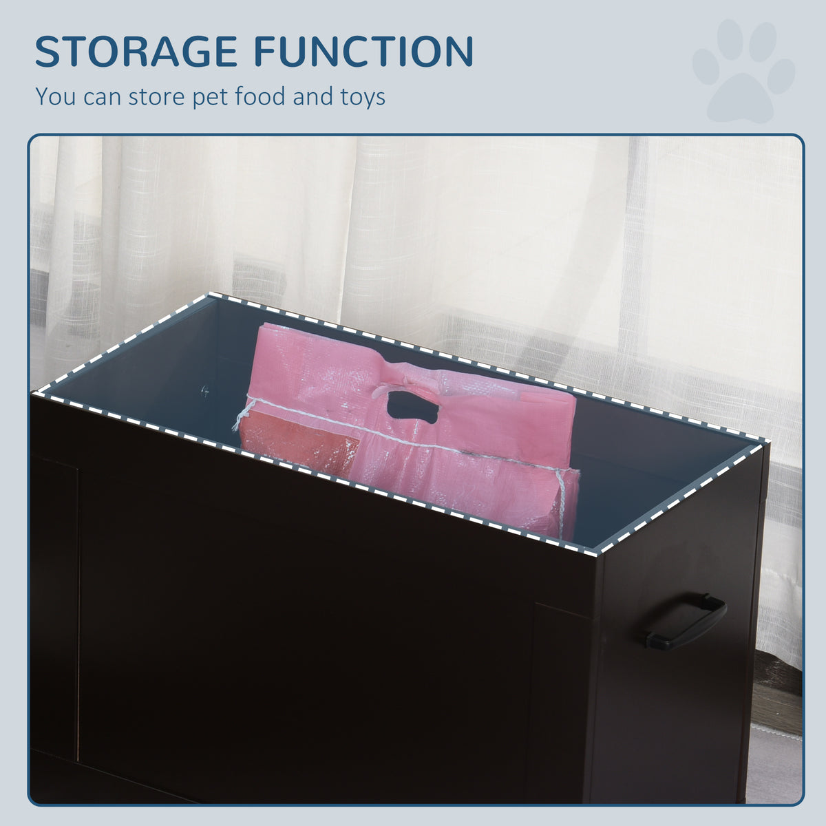 Raised Dog Feeding Station with Hidden Storage &amp; 2 Stainless Steel Bowls for Large Dogs, Coffee – view 8