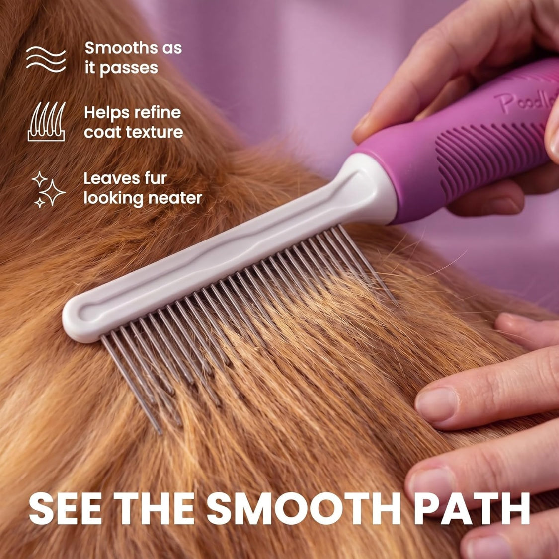 2-in-1 Pet Detangling Comb – Long &amp; Short Stainless Steel Teeth for Mats and Knots, Non-Slip Handle – view 5