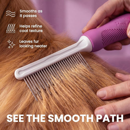 2-in-1 Pet Detangling Comb – Long &amp; Short Stainless Steel Teeth for Mats and Knots, Non-Slip Handle – view 5