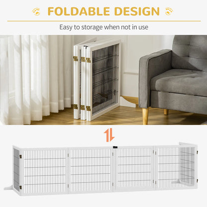 6-Panel Foldable Wooden Pet Gate &amp; Playpen – White, 27.6 in High – view 5