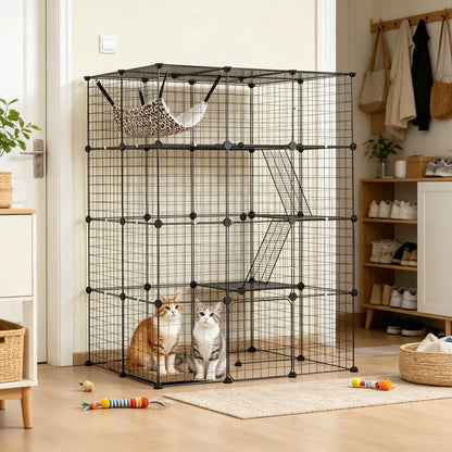 4-Tier Large Cat Cage – 41 x 28 x 55 in, Indoor/Outdoor Cat Enclosure – view 4