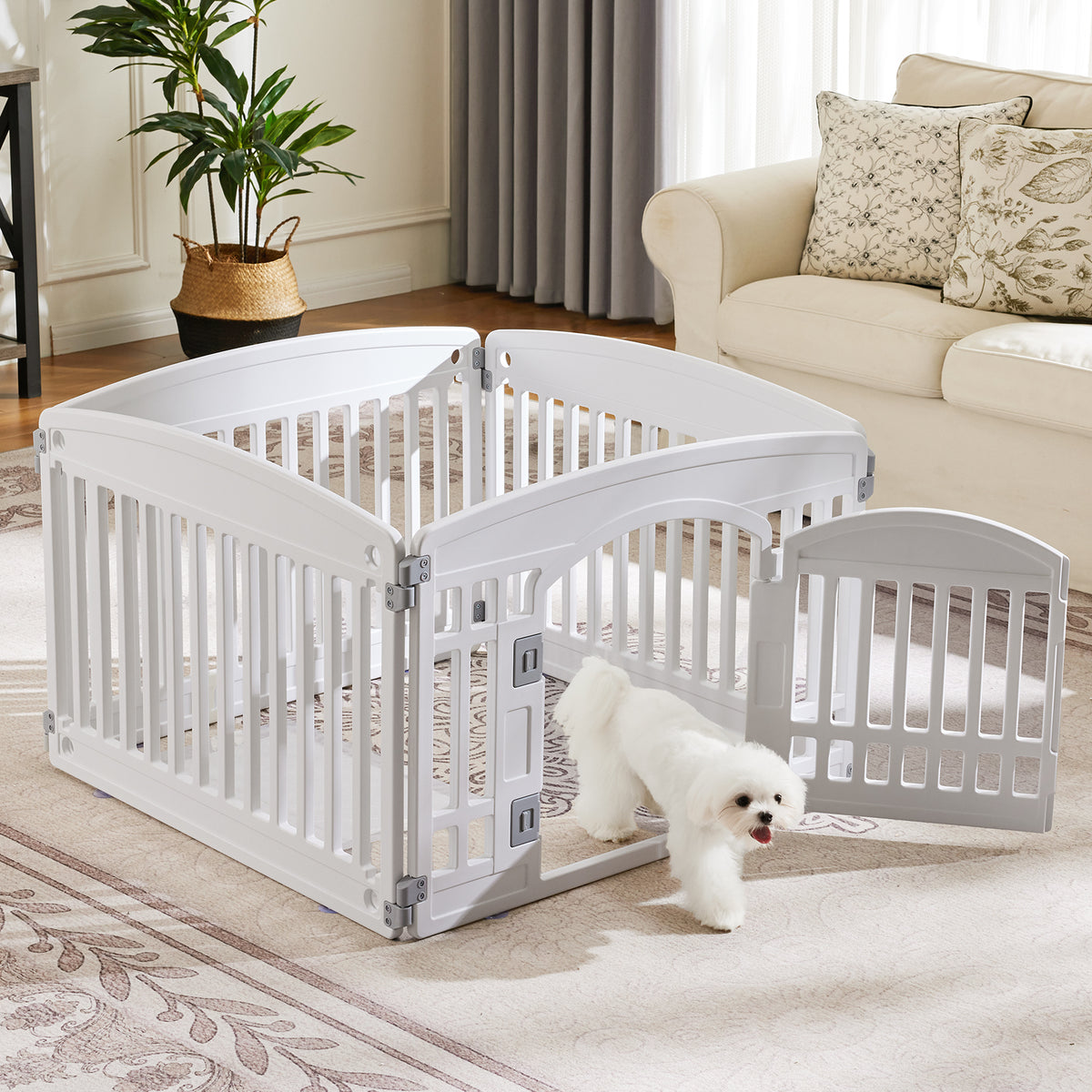 Plastic Dog Playpen – Foldable Indoor/Outdoor Pet Fence, 4 or 6 Panels, White or Black – view 5