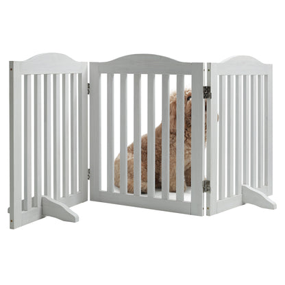 Freestanding Foldable Wooden Dog Gate – 3 Panels, 24 in Tall, White – view 2