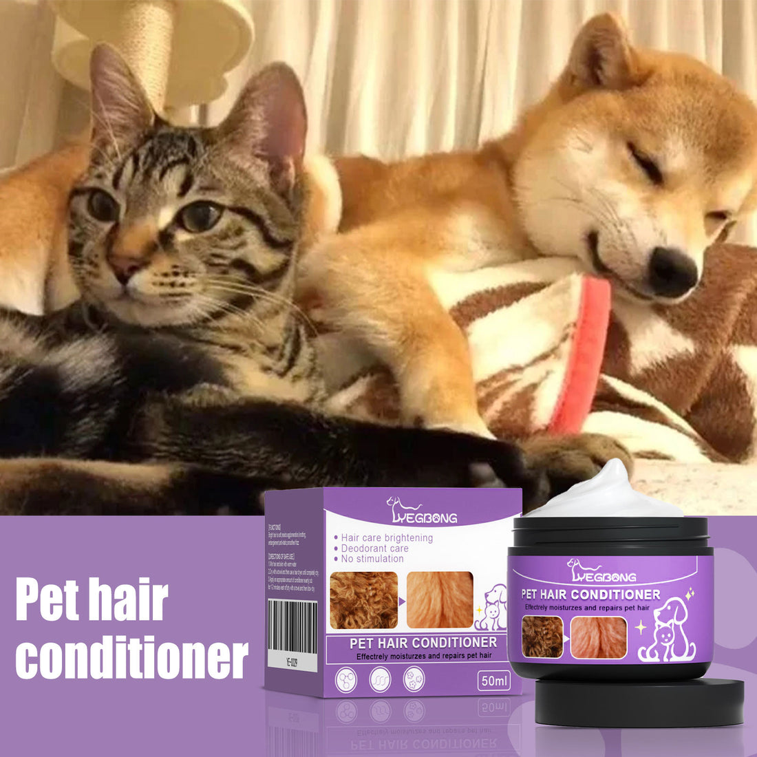 Pet Coat Conditioner for Dogs &amp; Cats – 50 ml Detangling Rinse-Out Conditioner, Scented